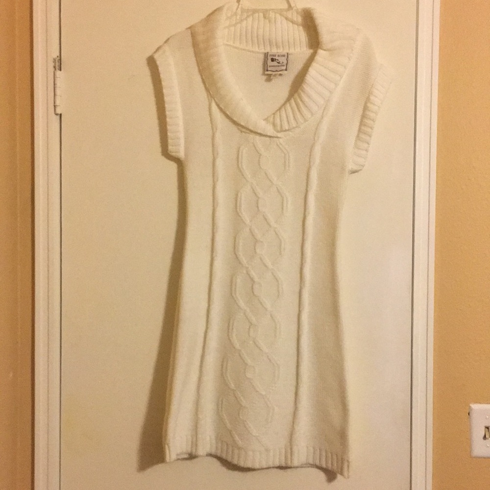 White Pink Rose sweater dress